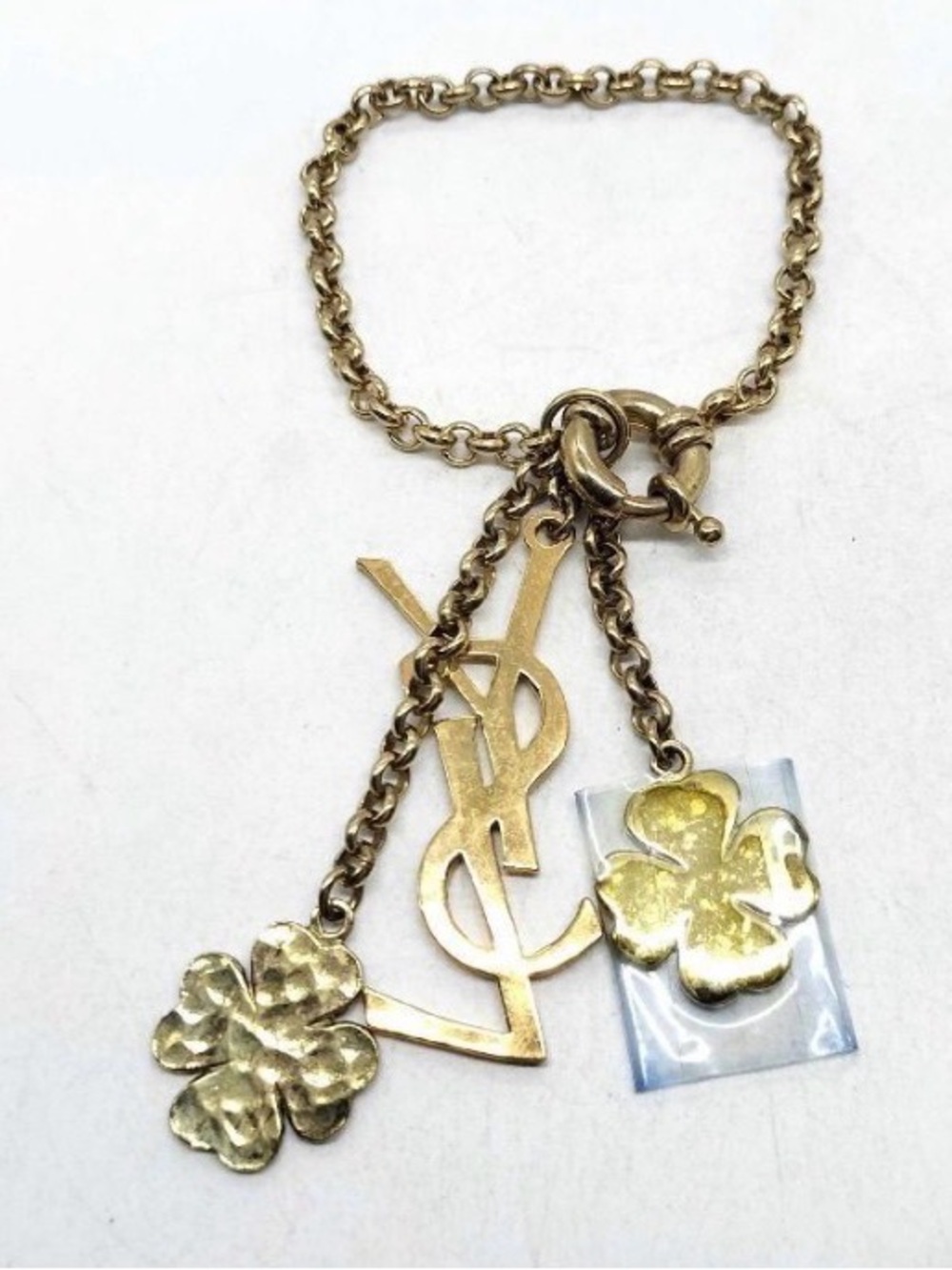 YSL Gold-Tone Floral Charm Bracelet - with (COA)